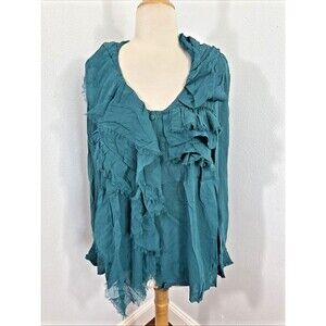 Nanette Lepore Top Women 4 Green Silk Green Ruffle Fairy Grunge Romantic 90s Y2K